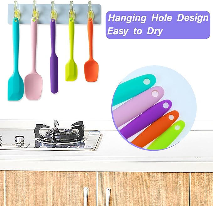 Silicone Spatula Set, 5 Piece Food Grade Rubber Spatulas - Image 4