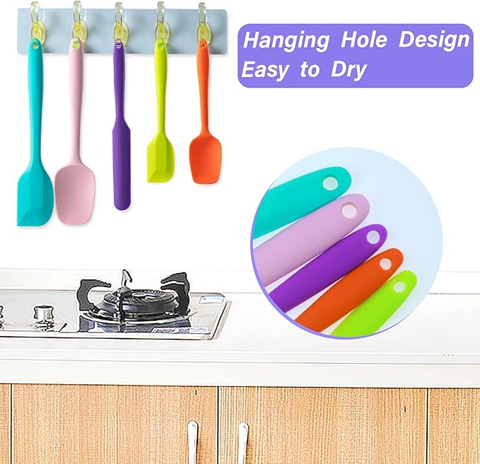 Silicone Spatula Set, 5 Piece Food Grade Rubber Spatulas - Image 5