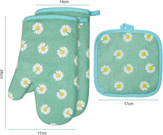 AUAUY Oven Mitts and Potholders, BBQ Gloves Heat Resistant, 1 Pair Oven Mitts - Image 8
