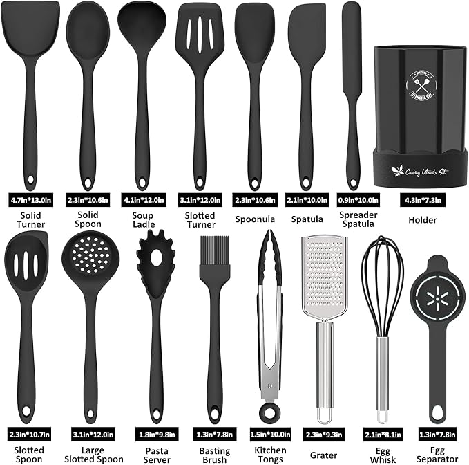 Silicone Kitchen Utensils Set, 16-Piece Silicone Cooking Utensils by Deedro - Image 8