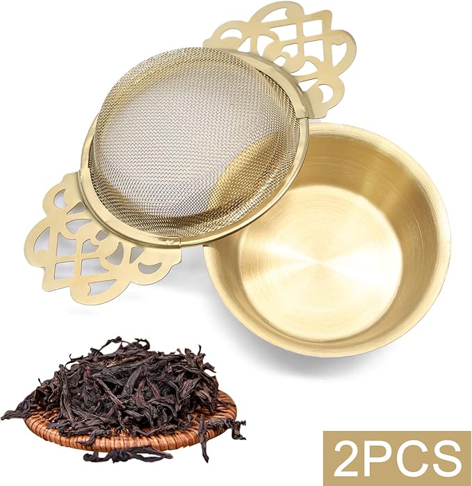 2 Pack Tea Strainers with Drip Bowls Stainless Steel Mesh Tea Infusers Loose - Image 2