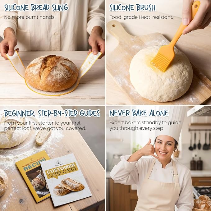 Sourdough Starter Kit, Banneton Bread Proofing Basket Set - Image 6