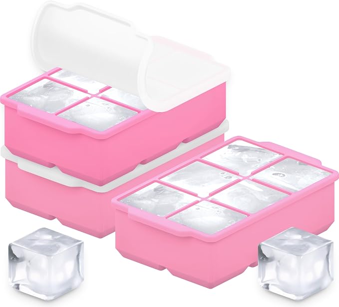 KitchFort Large Silicone Ice Cube Tray, Easy Release 2" Big Ice Cubes by KitchFort