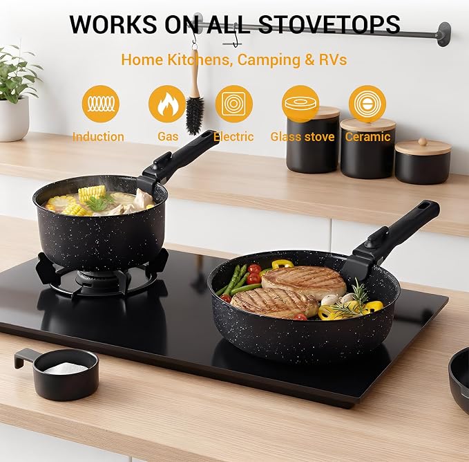 Ammeloo 21 Pcs Pots and Pans Set Non Stick, Ceramic Kitchen Cookware Set - Image 5