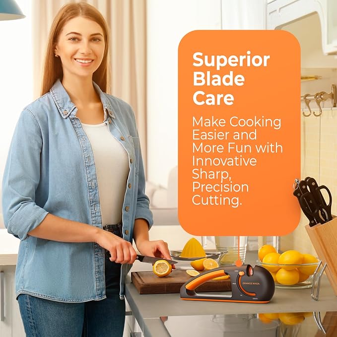 Orange Ninja 4-Stage Knife Sharpener & Serrated Knife Sharpener– Repairs - Image 6