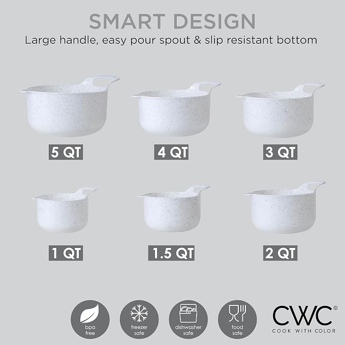 COOK WITH COLOR Nesting Plastic Mixing Bowl Set with Pour Spouts and Handles - Image 4