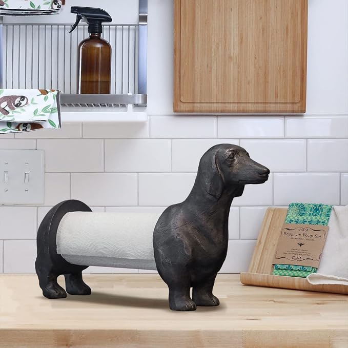 Vintage Dachshund Dog Paper Towel Holder Black Wiener Dog Tissue Towel Display - Image 8