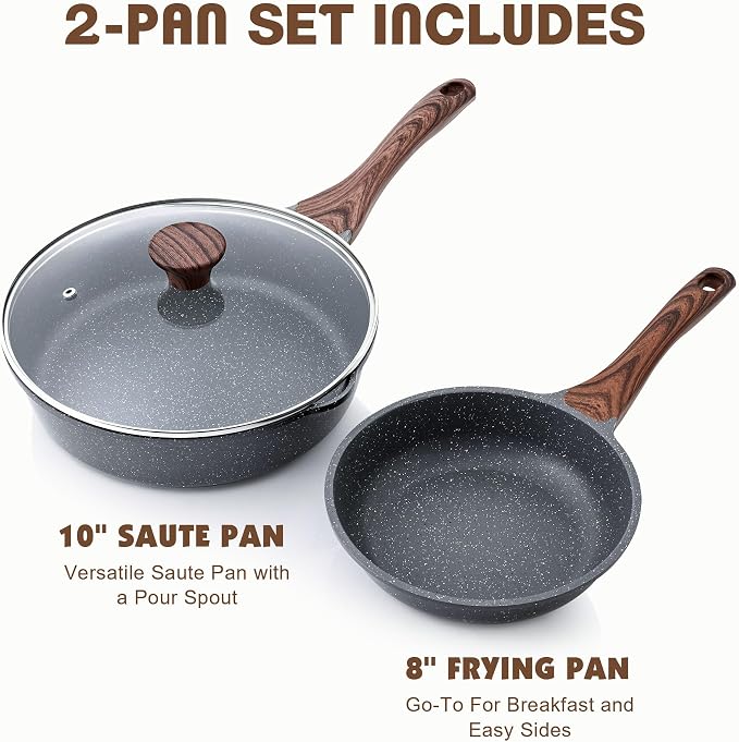 SENSARTE Nonstick Frying Pan Skillets, Swiss Granite Coating Omelette Pans - Image 3