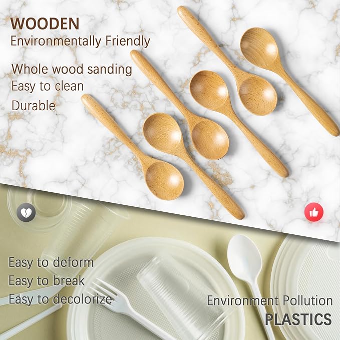 6 PCS Wooden Spoons for Honey, 6.7 inch Small Wooden Spoons - Image 4