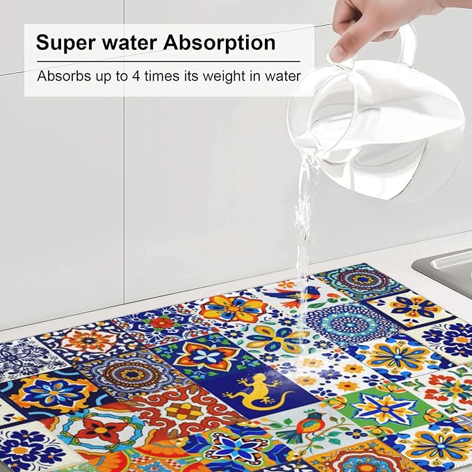 Mexican Tilt Dish Drying Mat For Kitchen Counter Absorbent Large Kitchen Fast - Image 6