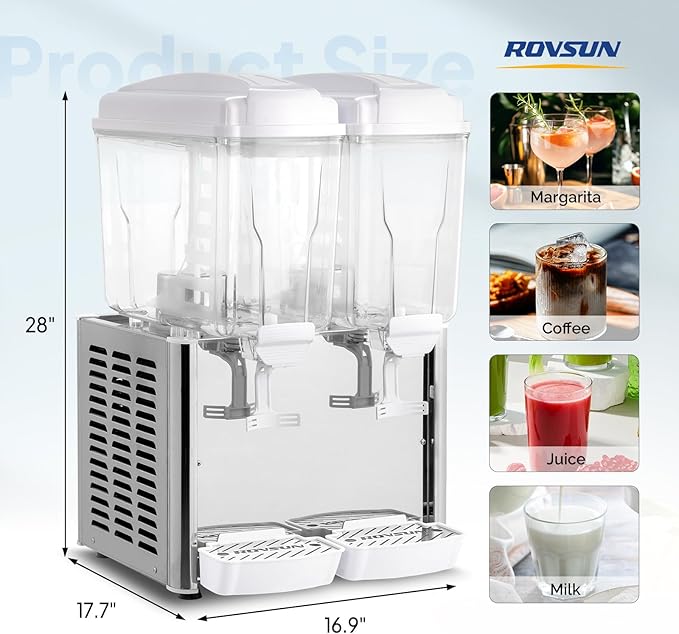 ROVSUN 9.6 Gallon/36L Commercial Beverage Dispenser Drink Dispenser, 18L X 2 - Image 7