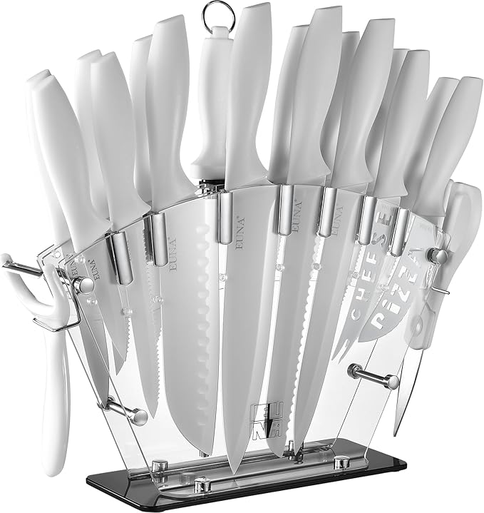 EUNA Knife Block Set, German High-Carbon Stainless Steel Knife Sets by EUNA