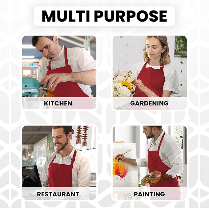 Adjustable Bib Apron 100% Polyester Kitchen Aprons Waterdrop Resistant Aprons - Image 6
