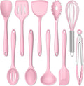 E-far Pink Silicone Cooking Utensils Set, 10-Piece Kitchen Utensil Set by E-far