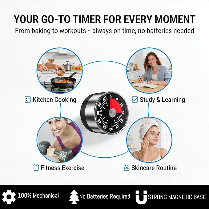 Kitchen Magnetic Visual Cooking Mechanical Timer - Image 6