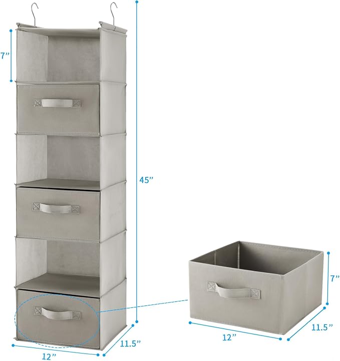 MAX Houser 6 Tier Shelf Hanging Closet Organizer, Closet Hanging Shelf - Image 3