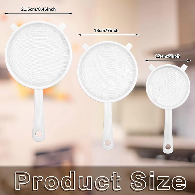 Skyley 3 Pcs Plastic Nylon Mesh Strainer Colander - Image 2