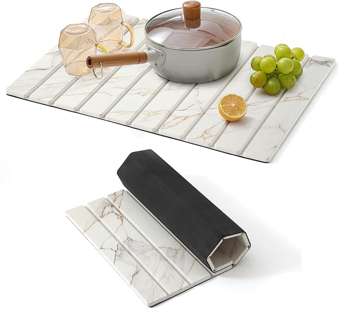 KEYCHAD Large Stone Drying Mat for Kitchen Counter by KEYCHAD
