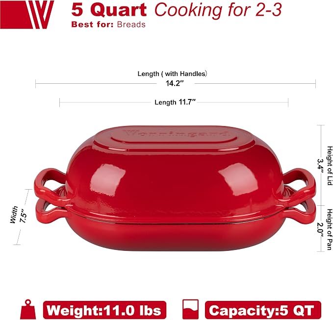 VORRINGARD Enameled Cast Iron Sourdough Bread Oven, Dutch Oven, Loaf Cast Iron - Image 2
