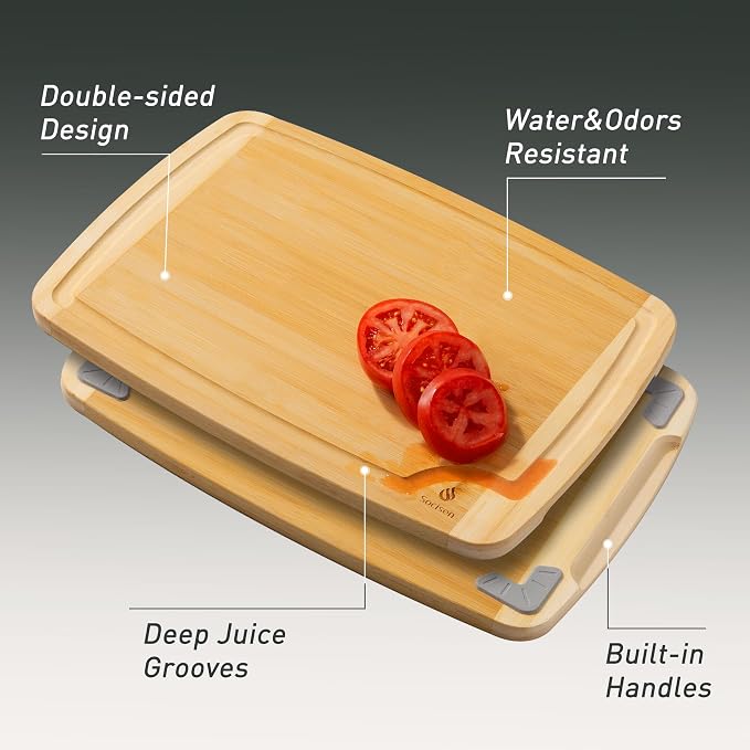 Bamboo Cutting Board Set Non Slip Feet Over Sink Acrylic Counter Lip Glass - Image 5