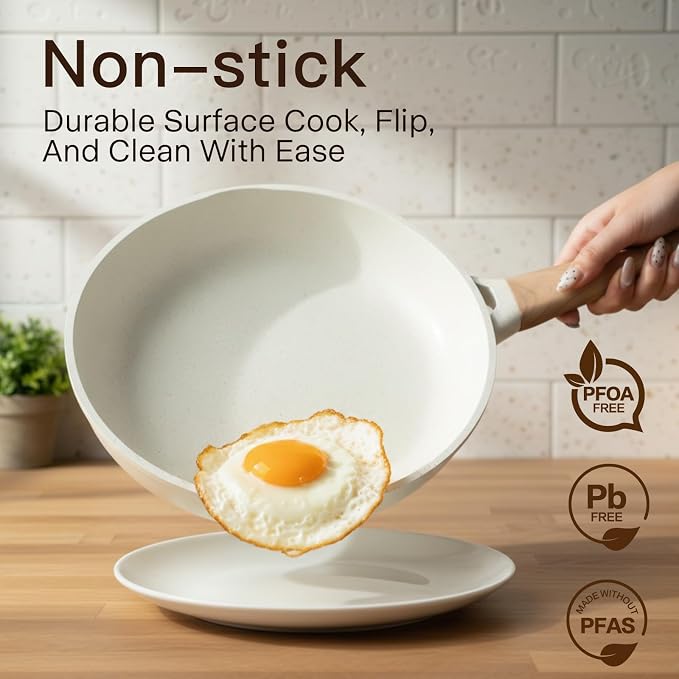 Pots and Pans Set Non Stick Non-Toxic 22 Pcs Ceramic Cookware Sets Nonstick - Image 3