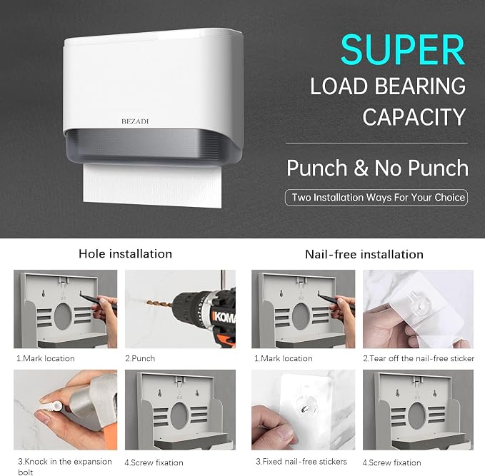 Paper Towel Dispenser, Large Capacity Wall Mount Tissue Dispensers - Image 5
