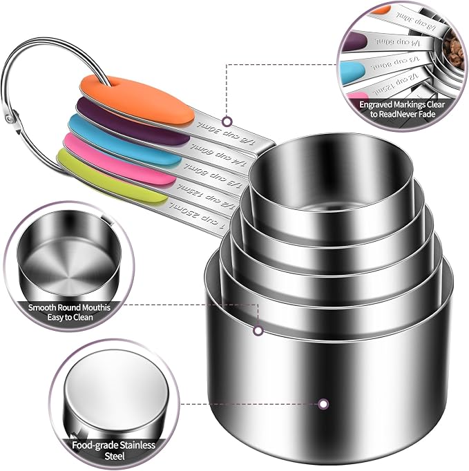 10-Piece Measuring Cups and Spoons Set, 304 Stainless Steel - Image 3