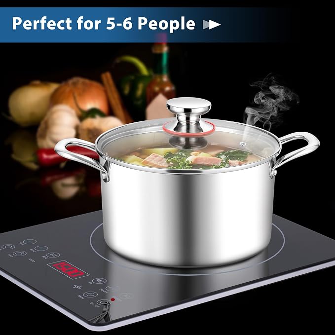 E-far 6 Quart Stock Pot, Tri-Ply Stainless Steel Cooking Pot - Image 6