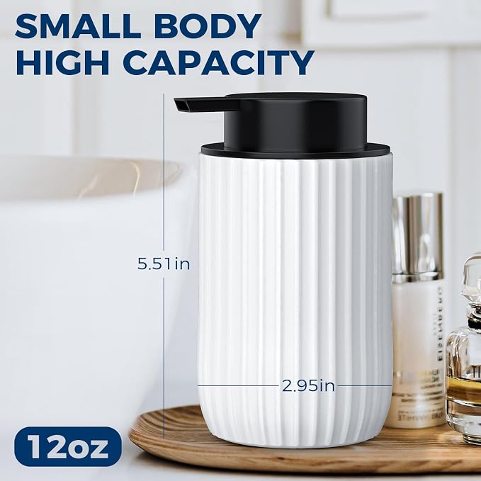 Ceramic Foaming Hand Soap Dispenser，12 oz Bathroom Soap Dispensers， Lotion - Image 2