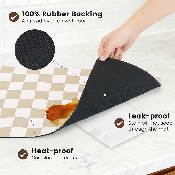 17" x 32" Checkered Dish Drying Mat - Image 4