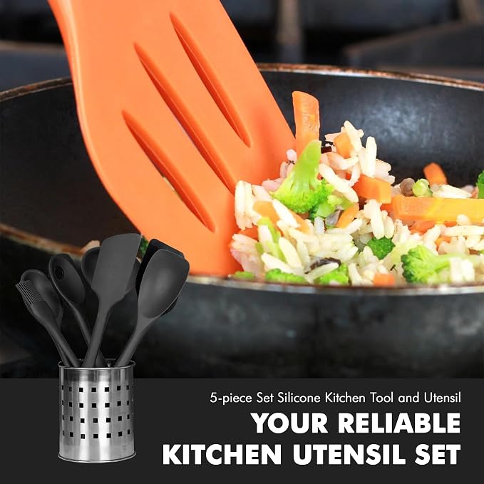 Chef Craft Premium Silicone Kitchen Tool and Utensil Set, 5 Piece - Image 5