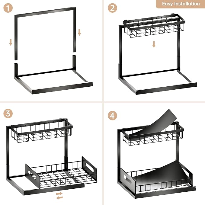 VUSIGN Under Sink Organizers Storage, 2 Tier Under Cabinet Organizer Shelf - Image 6