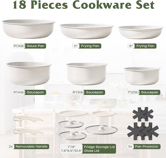 SODAY 18 Pcs Pots and Pans Set Non Stick, Cookware Sets - Image 2