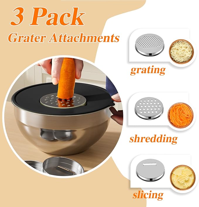 Mixing Bowls with Lids Set, Kitchen Food Storage Organizers Nesting Mixing Bowl - Image 3
