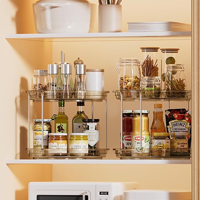 LAMU 2 Tier Lazy Susan Turntable Organizer 10.6'' Rotating Spice Rack - Image 8