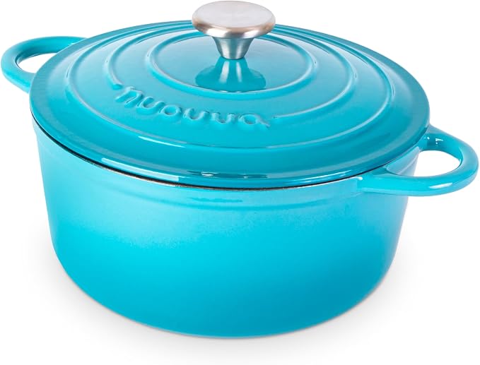 Cast Iron Pot with Lid – Non-Stick Ovenproof Enamelled Casserole Pot, Oven Safe by Nuovva
