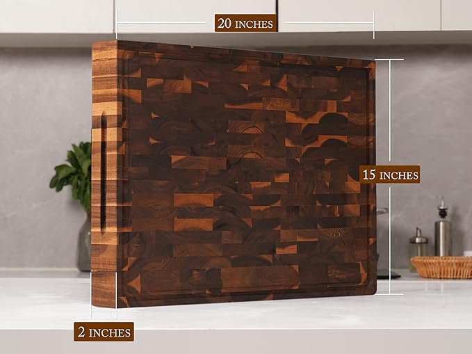 AZRHOM Extra Large Thick Walnut Wood End Grain Cutting Board 20x15x2 In - Image 3