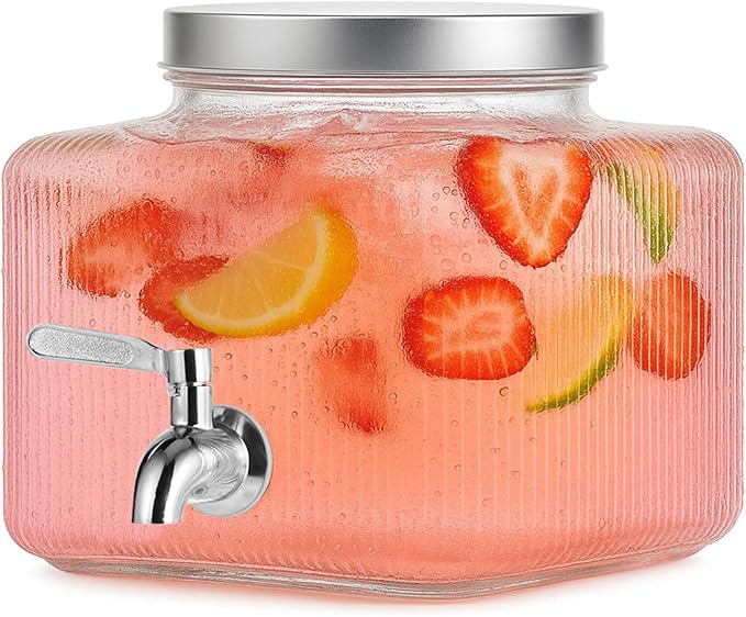 1 Gallon Drink Dispensers for Parties, Beverage Dispenser for Fridge by FUREEY