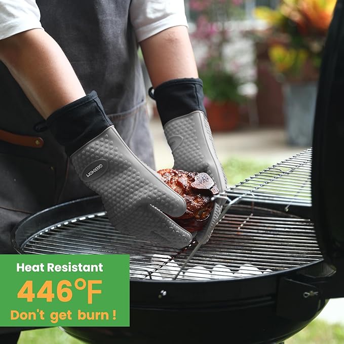 GEEKHOM BBQ Gloves Heat Resistant Oven Mitts - Image 4