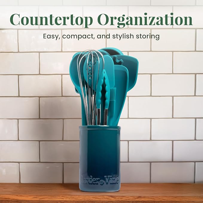 Larder & Vine 12-Piece Silicone Kitchen Cooking Utensils Set - Image 6