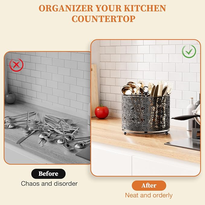 YIUKEA 360° Rotating Utensil Caddy Countertop - Image 6