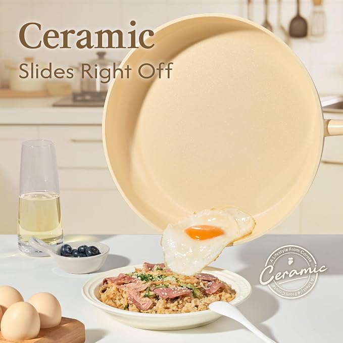 CAROTE Ceramic Cookware Set Nonstick, Non-Toxic & PFAS-Free, Dishwasher - Image 3