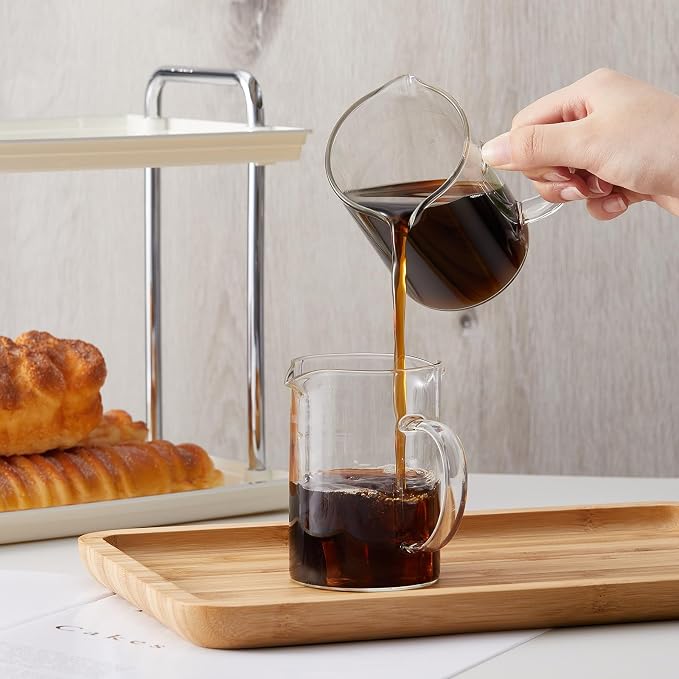 Leinuosen 2 Pcs Glass Pitcher Elegant Shaped Glass Tea Pitcher Coffee Milk - Image 6