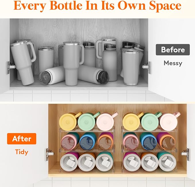 Lifewit Stackable Bottle Storage Organizer, Large Slot Water Bottle Tumbler Cup - Image 8