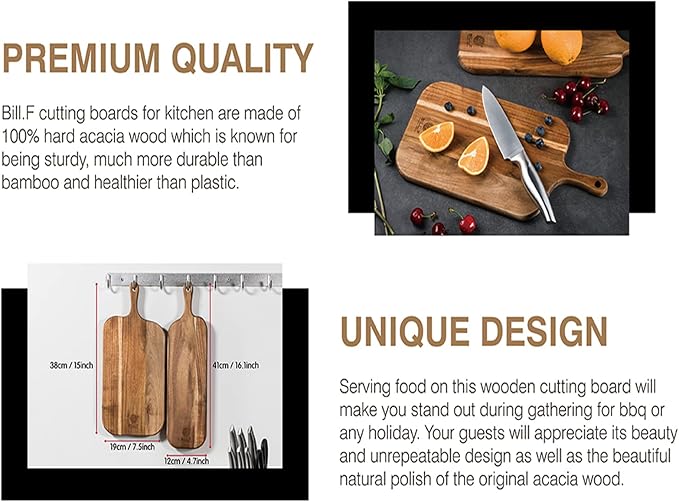 Wood Cutting Board Set with Handle - Image 3