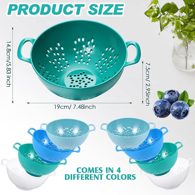 Baderke 4 Pack Mini Colander for Kitchen Plastic Berry Strainer - Image 2