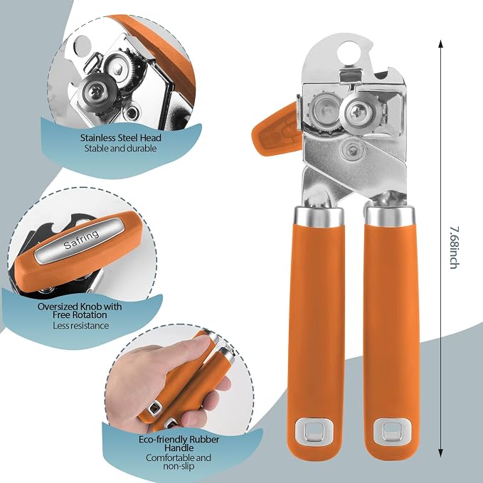 Safring Can Opener Manual, Heavy Duty Handheld Strong Can Opener - Image 2