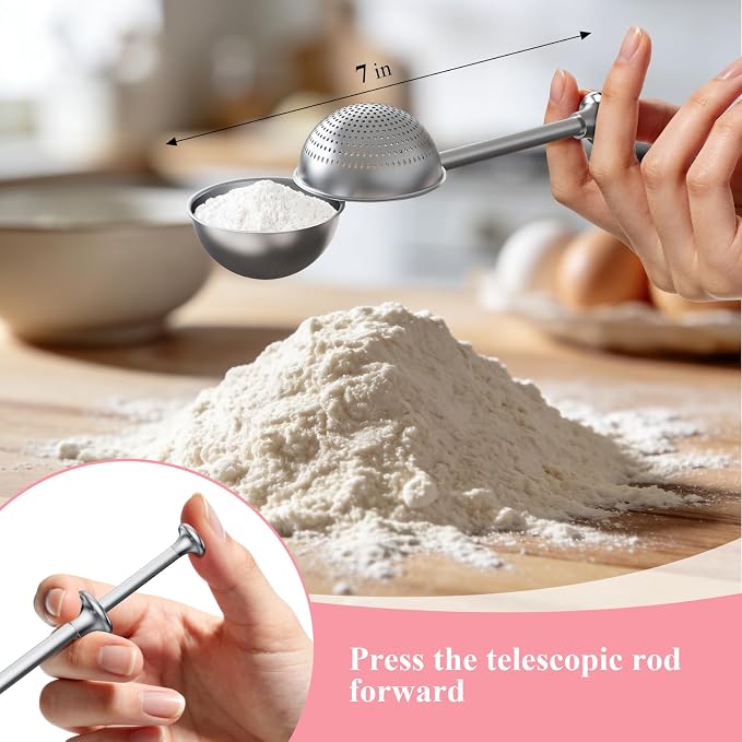 Biscuit Cutter Set, Stainless Steel Flour Sifter, Pastry Cutter, Pastry Scraper - Image 3