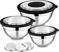 E-far Mixing Bowls with Lids and Graters, Stainless Steel Salad Mixing Bowl by E-far