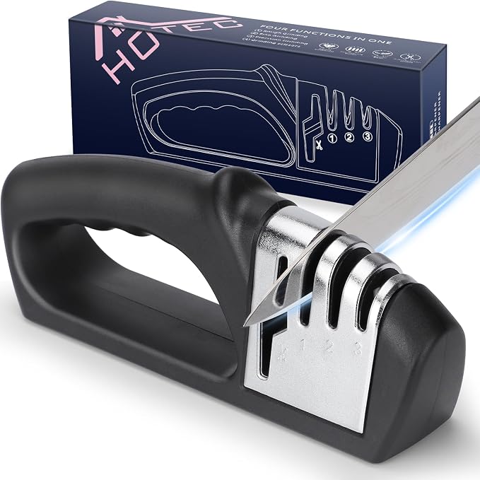 HOTEC 4in1 Knife Sharpener, 3 Stage Manual Sharpener by Hotec